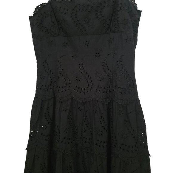 BCBGMaxAzria Black Eyelet Strapless Dress Fully Lined Size 8 - Picture 3 of 6